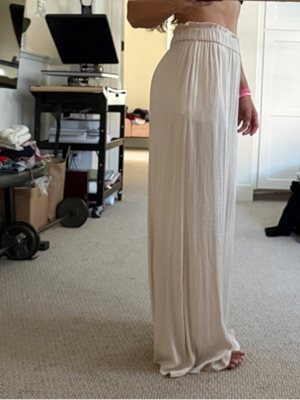 Zara Cream Wide Leg Palazzo Pants - Picture 2 of 7